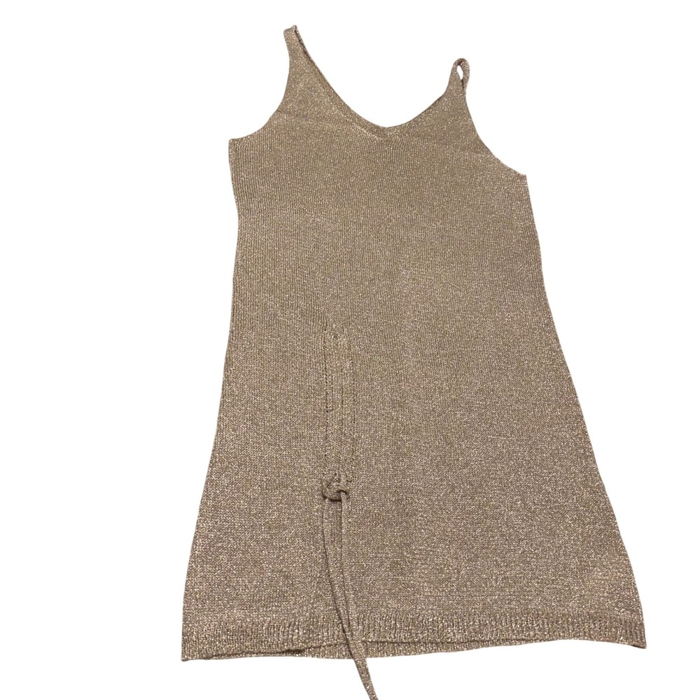 Cupshe Metallic Gold Knit Swim Coverup NWT
